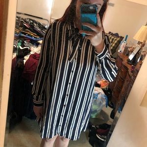 Striped blue button down dress